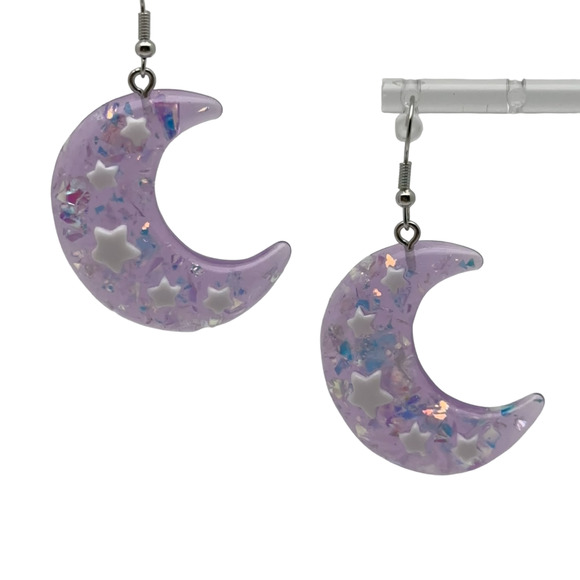 Purple Moon Statement Glitter Earrings Midnights Eras Tour Swiftie Gift Box NEW - Picture 6 of 6